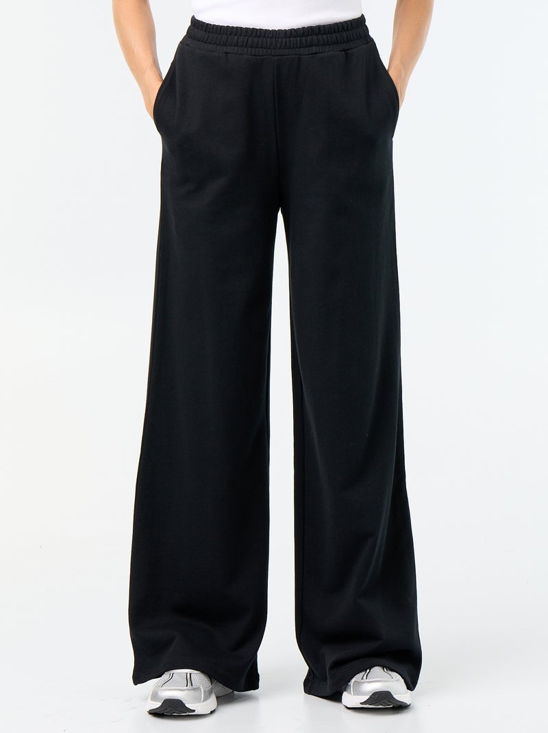 Pantalon jogging large en maille lourde Noir - Kiabi