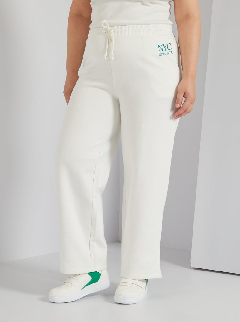 Pantalon jogging large en molleton Blanc - Kiabi