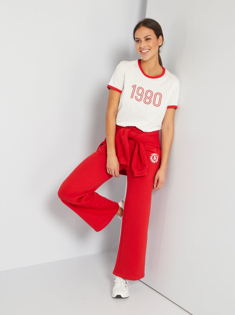 Pantalon jogging large en molleton Rouge - Kiabi