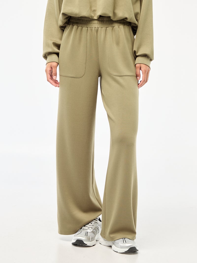 Pantalon jogging large maille douce Vert - Kiabi