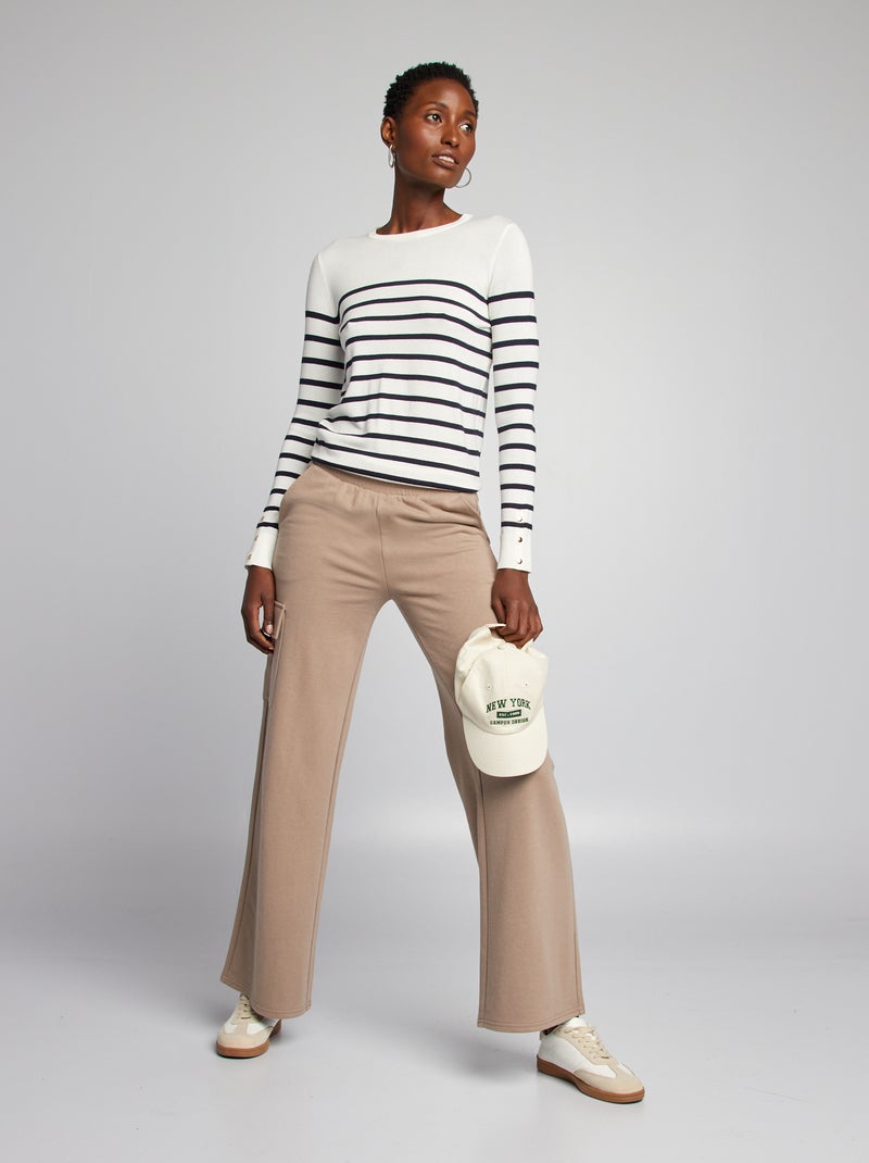 Pantalon jogging large multipoche Beige - Kiabi