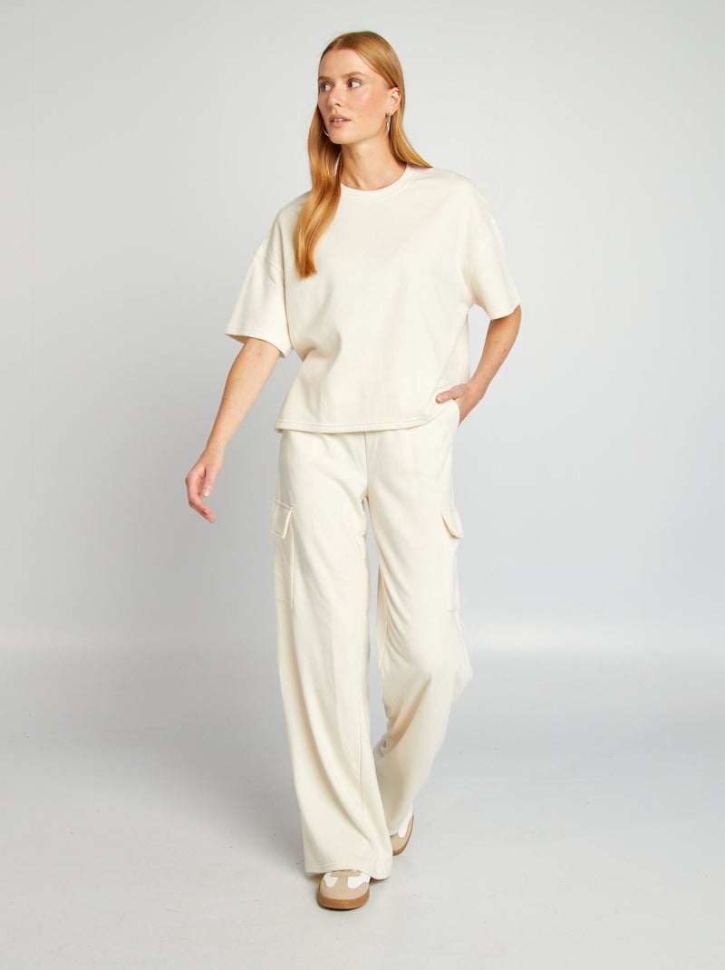 Pantalon jogging large multipoche Blanc - Kiabi