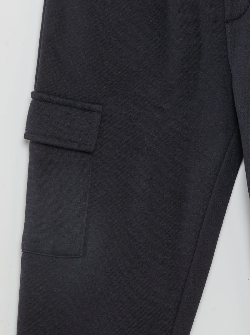 Pantalon jogging multipoche noir - Kiabi