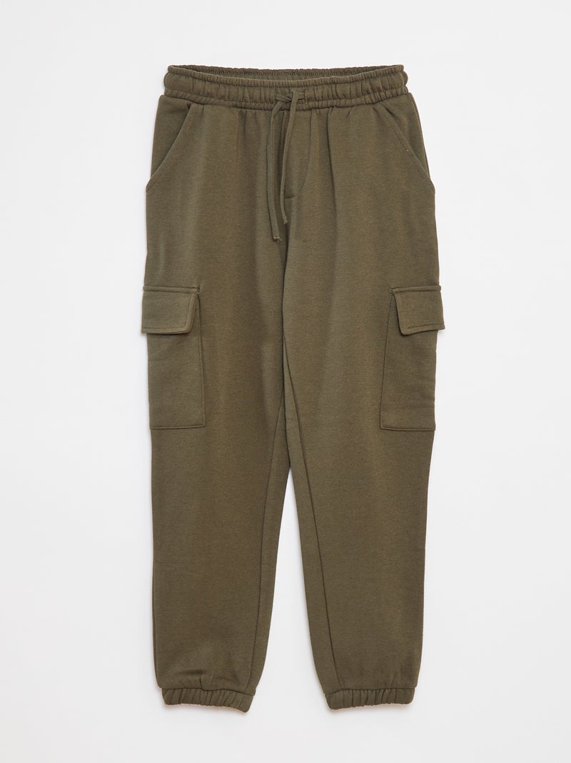 Pantalon jogging multipoches en molleton Kaki - Kiabi