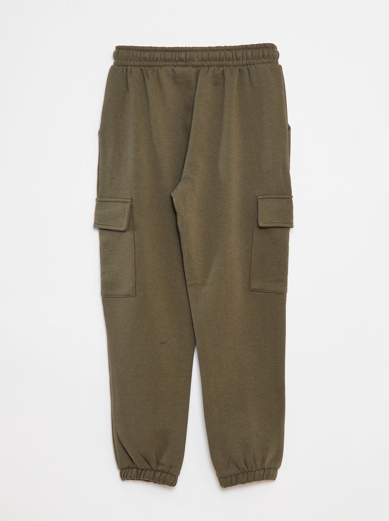 Pantalon jogging multipoches en molleton Kaki - Kiabi