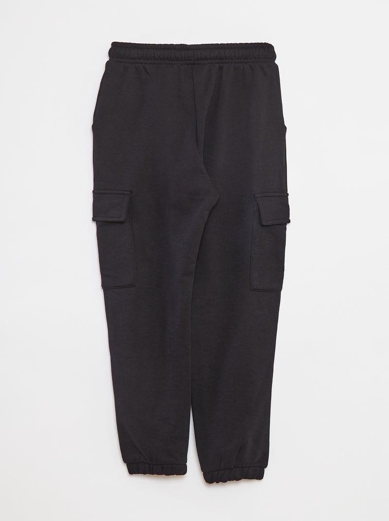 Pantalon jogging multipoches en molleton noir - Kiabi
