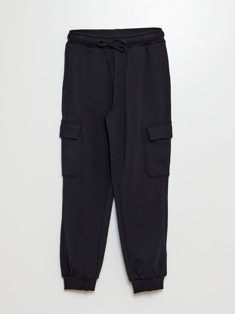 Pantalon jogging multipoches noir - Kiabi