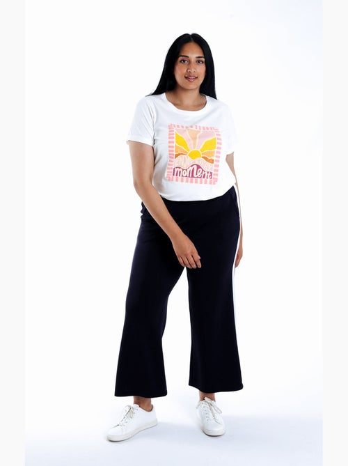 Pantalon jogging uni avec bande sport coté PAPRIKA - Kiabi