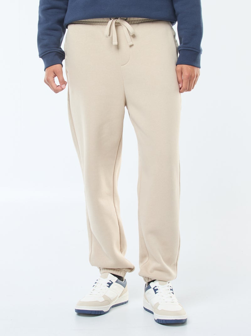 Pantalon jogging uni avec cordons de serrage à la taille Beige - Kiabi