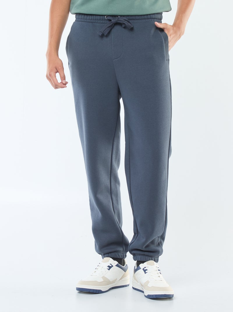 Pantalon jogging uni avec cordons de serrage à la taille Bleu - Kiabi