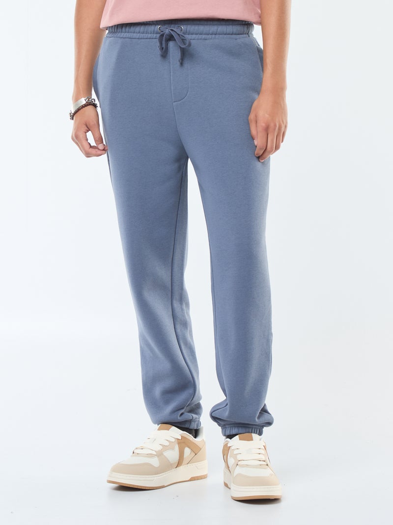 Pantalon jogging uni avec cordons de serrage à la taille Gris - Kiabi