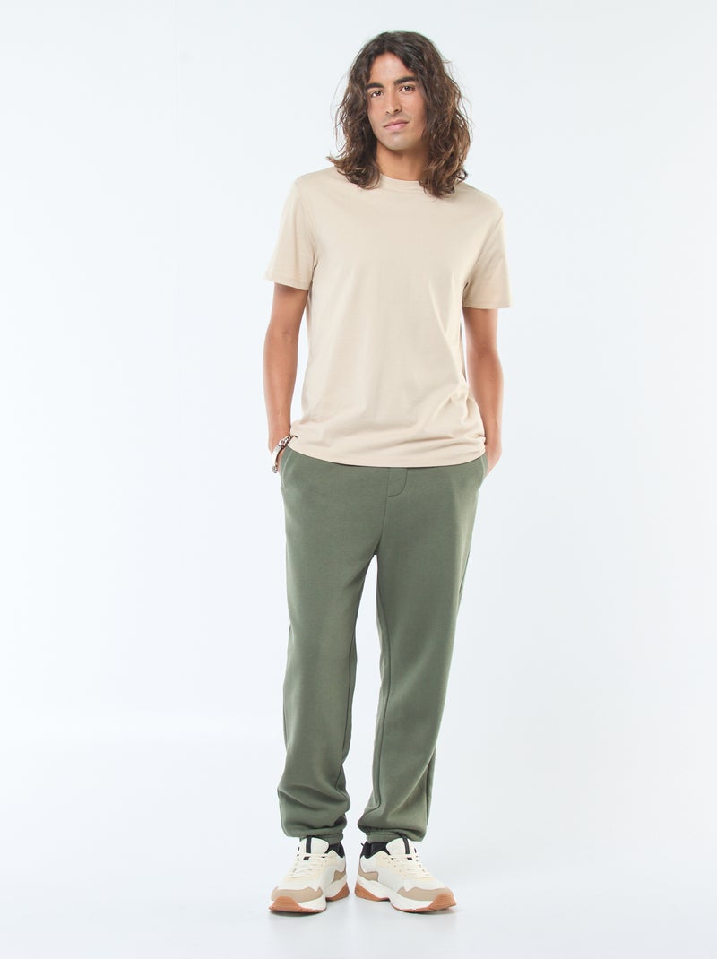 Pantalon jogging uni avec cordons de serrage à la taille Vert - Kiabi