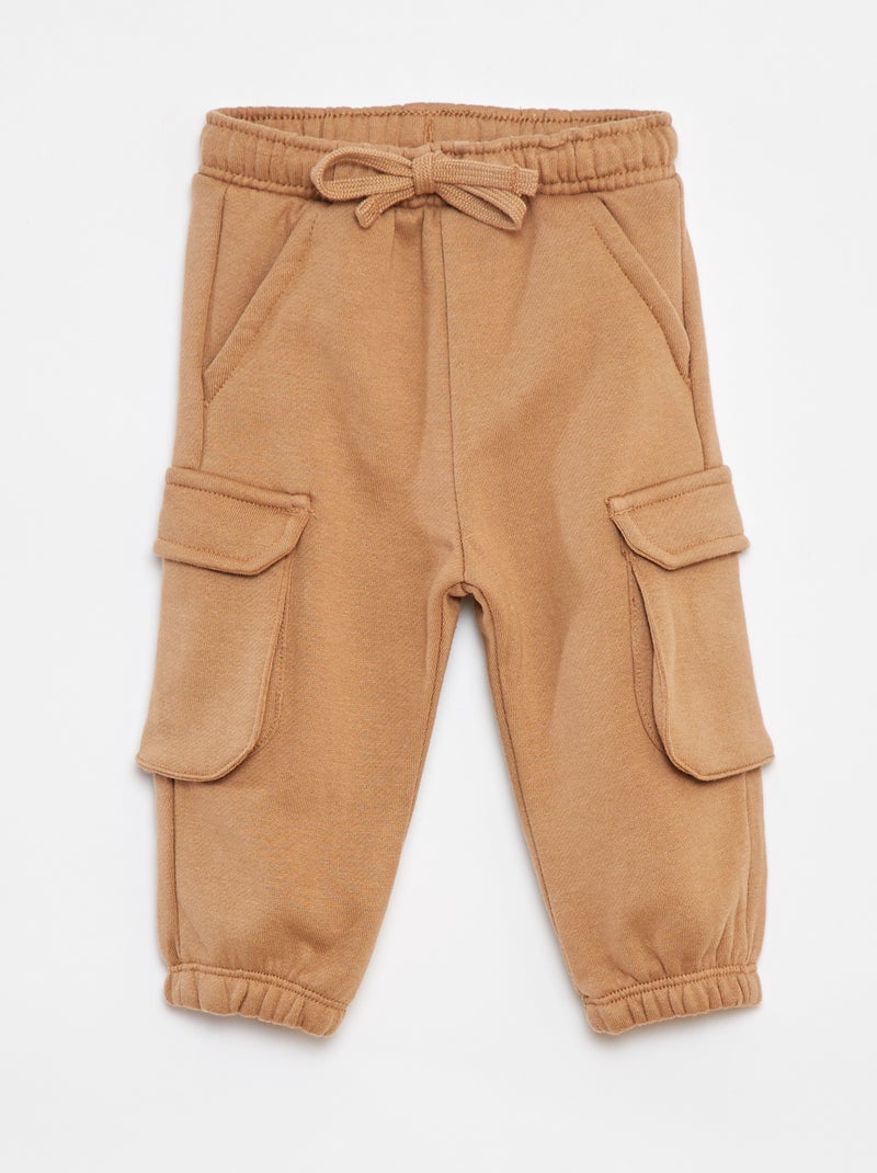 Pantalon jogging uni avec grandes poches Beige - Kiabi