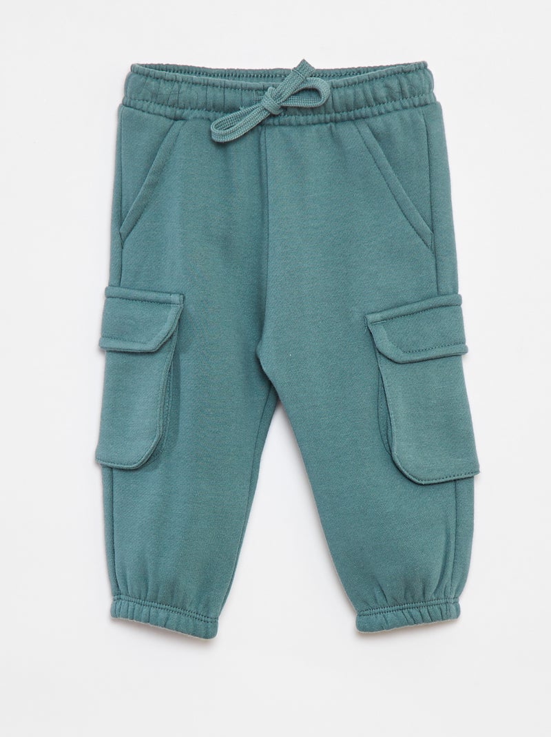 Pantalon jogging uni avec grandes poches Vert - Kiabi
