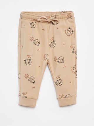 Pantalon jogging uni avec taille élastiquée