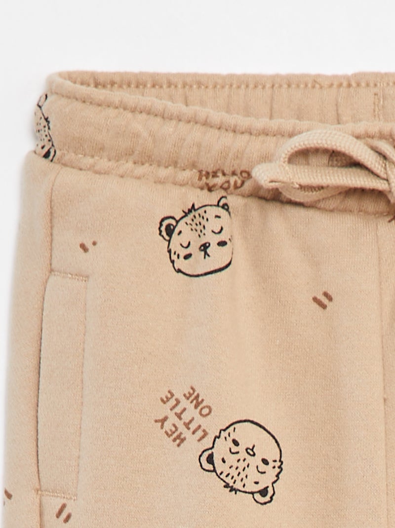 Pantalon jogging uni avec taille élastiquée Beige - Kiabi