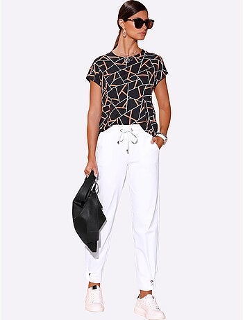 Pantalon jogpant à taille élastique et poches latérales - Taille courte - Helline