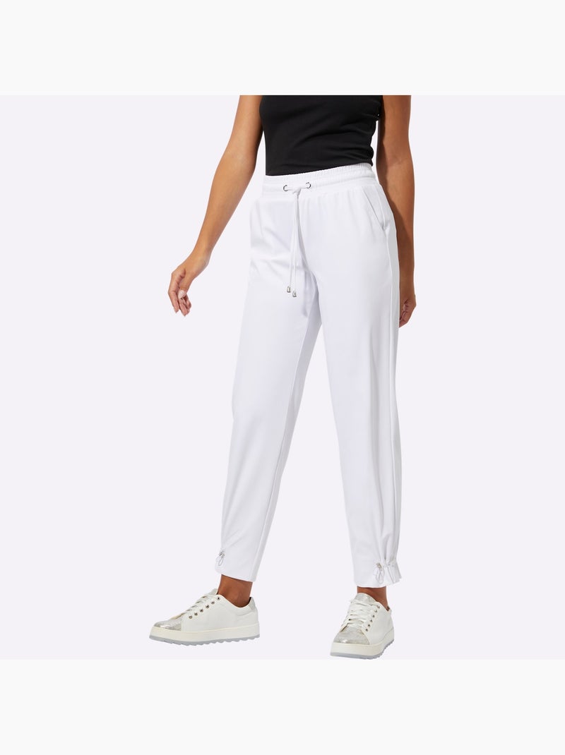 Pantalon jogpant à taille élastique et poches latérales - Taille courte - Helline Blanc - Kiabi