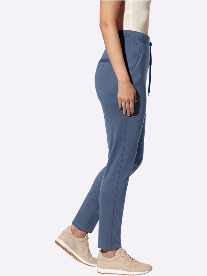 Pantalon Jogpant Ceinture élastique, Coulisse Et Lien à Nouer - Taille Standard - Helline Bleu - Kiabi