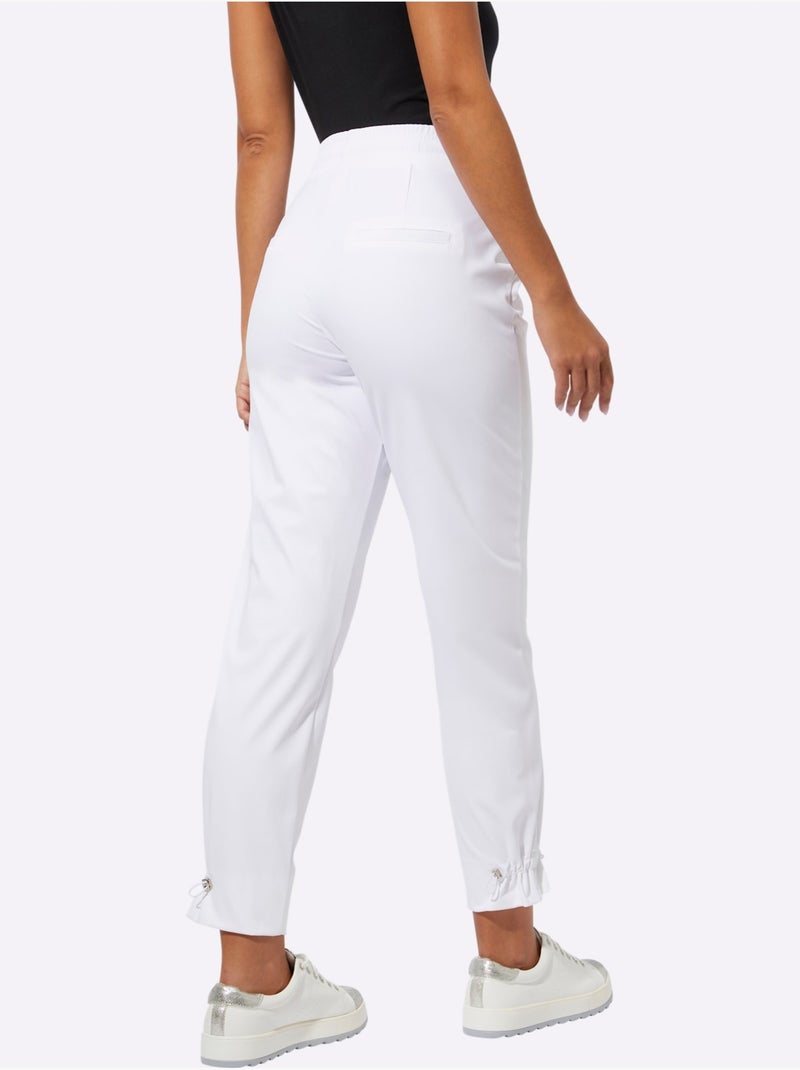 Pantalon jogpant en jersey extensible avec ceinture élastique - Taille standard - Helline Blanc - Kiabi