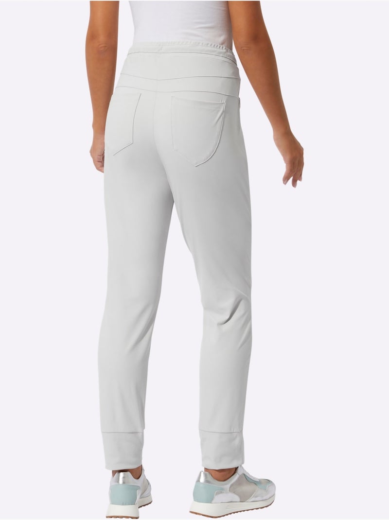 Pantalon jogpant en jersey extensible et confortable à coupe élancée - taille standard - helline Gris clair - Kiabi