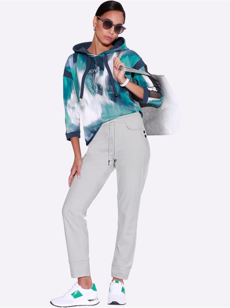 Pantalon jogpant en jersey extensible et confortable à coupe élancée - taille standard - helline Gris clair - Kiabi