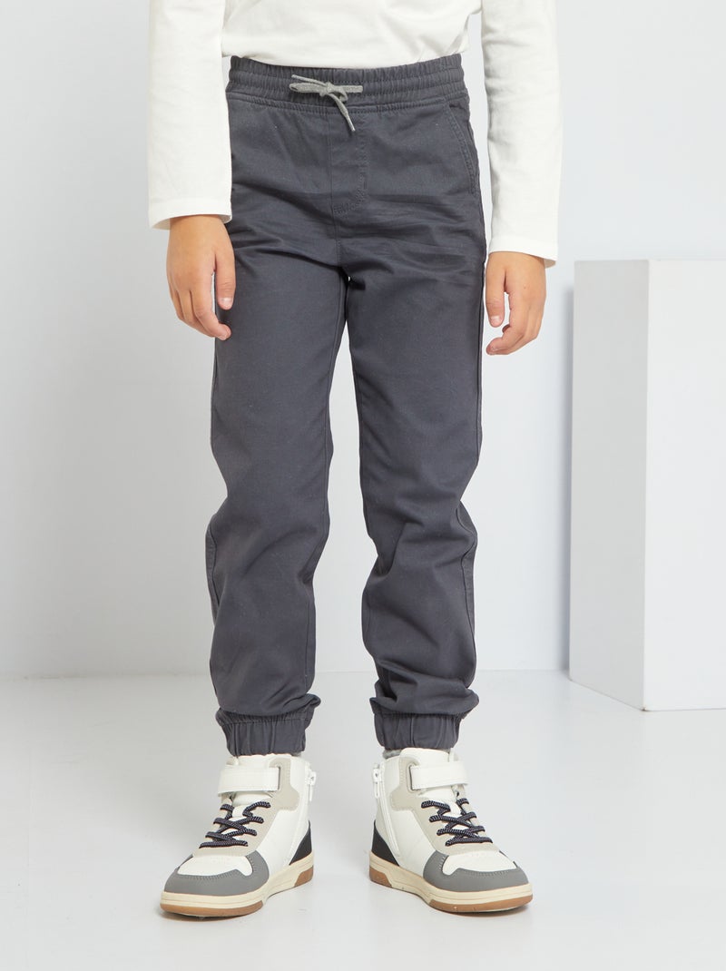 Pantalon jogpant en twill - Coupe + ajustée gris foncé - Kiabi
