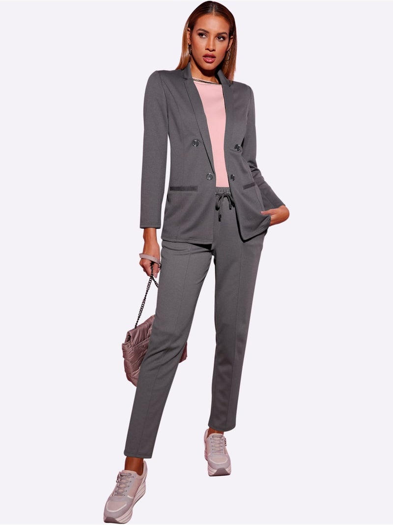 Pantalon jogpant forme courte tendance - taille courte - helline gris anthracite - Kiabi