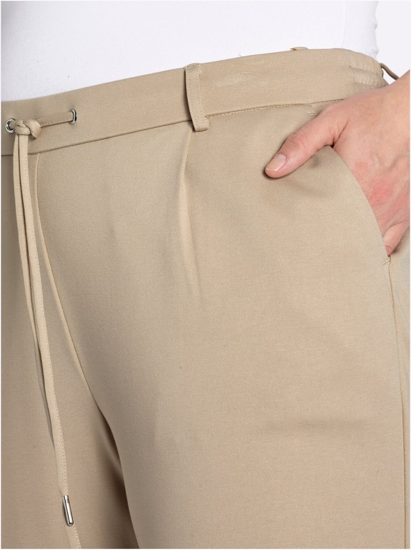 Pantalon Jogpant Jersey Interlock Indéformable - Taille Courte - Witt Beige - Kiabi