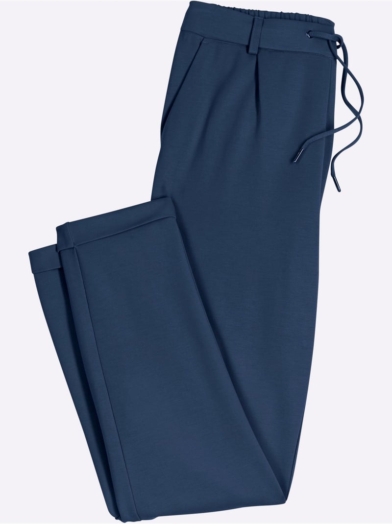 Pantalon Jogpant Jersey Interlock Indéformable - Taille Courte - Witt Bleu foncé - Kiabi