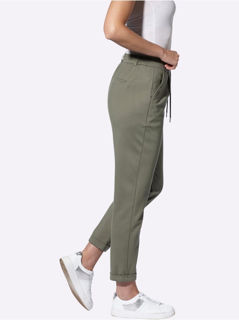 Pantalon Jogpant Jersey Interlock Indéformable - Taille Courte - Witt Kaki - Kiabi