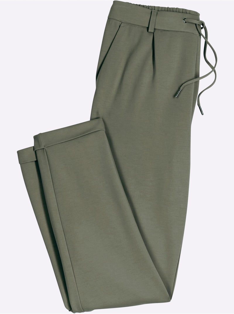 Pantalon Jogpant Jersey Interlock Indéformable - Taille Courte - Witt Kaki - Kiabi
