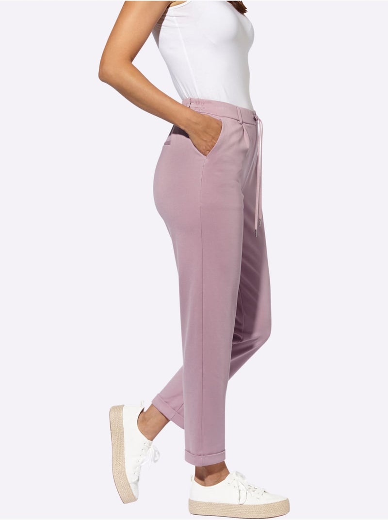 Pantalon Jogpant Jersey Interlock Indéformable - Taille Courte - Witt Mauve - Kiabi