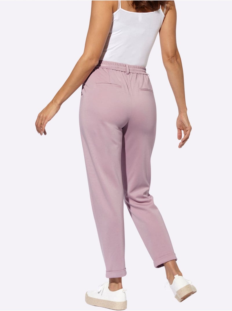 Pantalon Jogpant Jersey Interlock Indéformable - Taille Courte - Witt Mauve - Kiabi