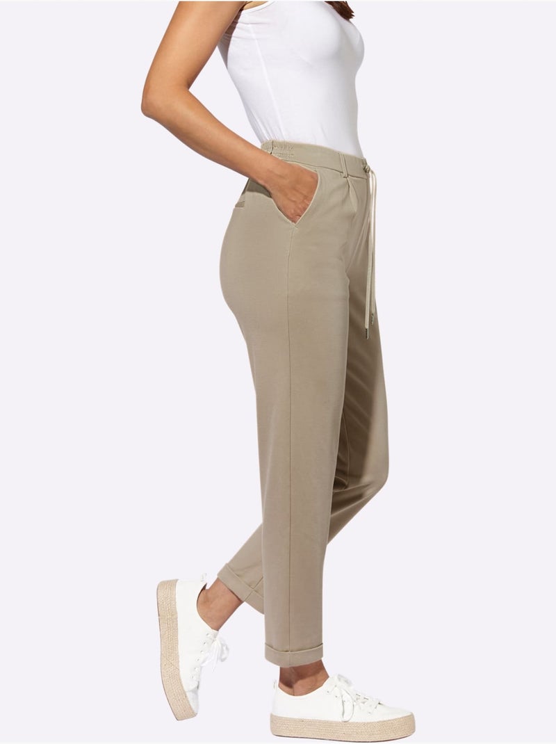 Pantalon Jogpant Jersey Interlock Indéformable - Taille Standard - Witt Beige - Kiabi