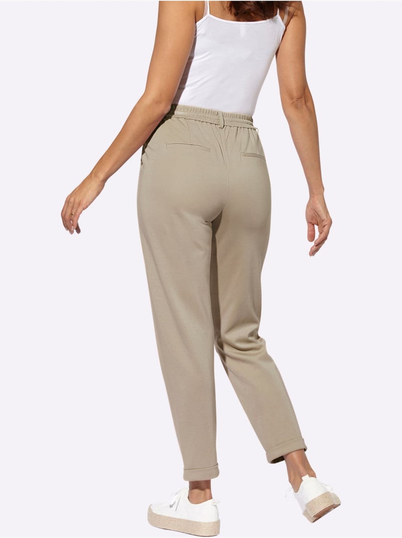 Pantalon Jogpant Jersey Interlock Indéformable - Taille Standard - Witt Beige - Kiabi
