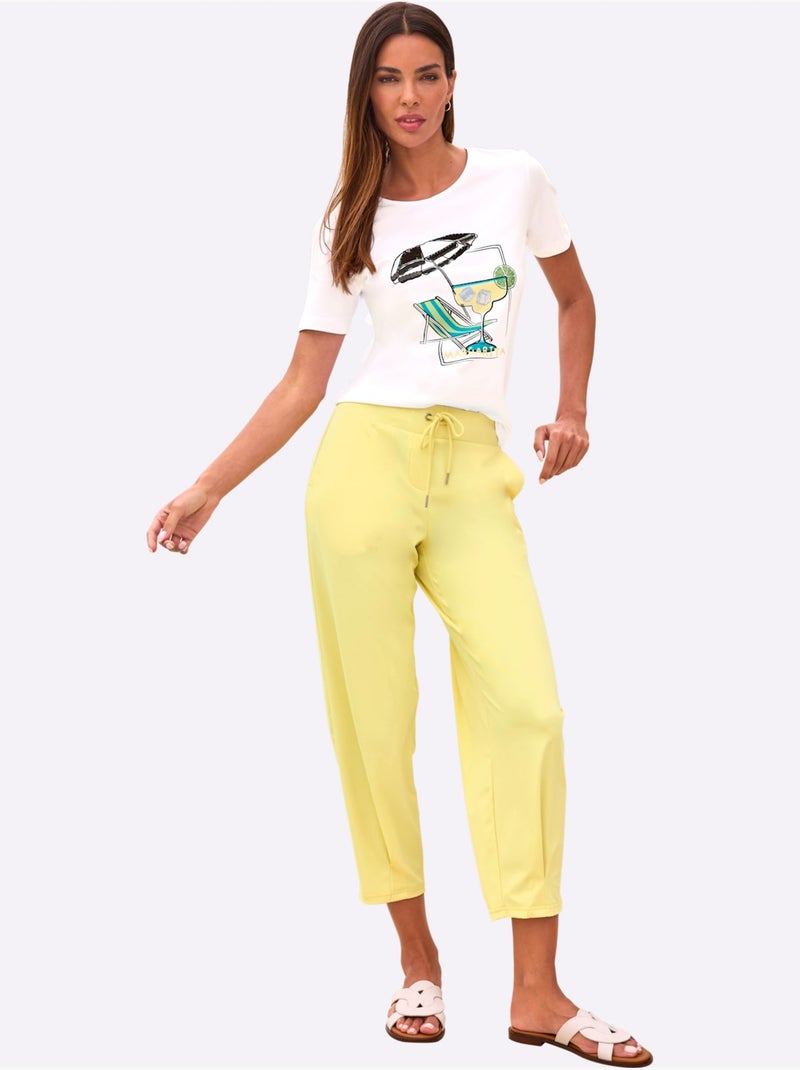 Pantalon Jogpant Qualité Jersey Fluide Et Douce - Taille Standard - Helline Jaune citron - Kiabi