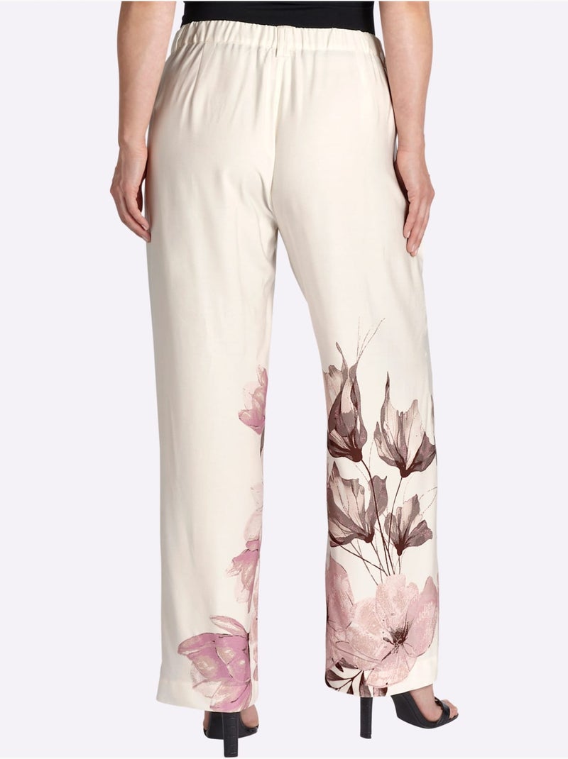 Pantalon Joli Motif Floral - Taille Standard - Sheego Ivoire - Kiabi