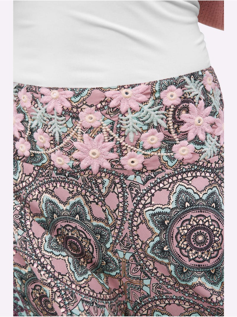 Pantalon Jolie Broderie à Fleurs - Taille Standard - Helline Bois de rose - Kiabi