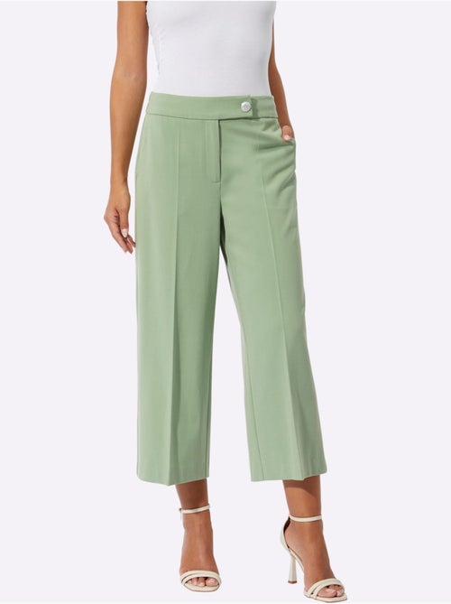 Pantalon jupe culotte uni en polyester recyclé avec plis - Taille courte - Helline - Kiabi