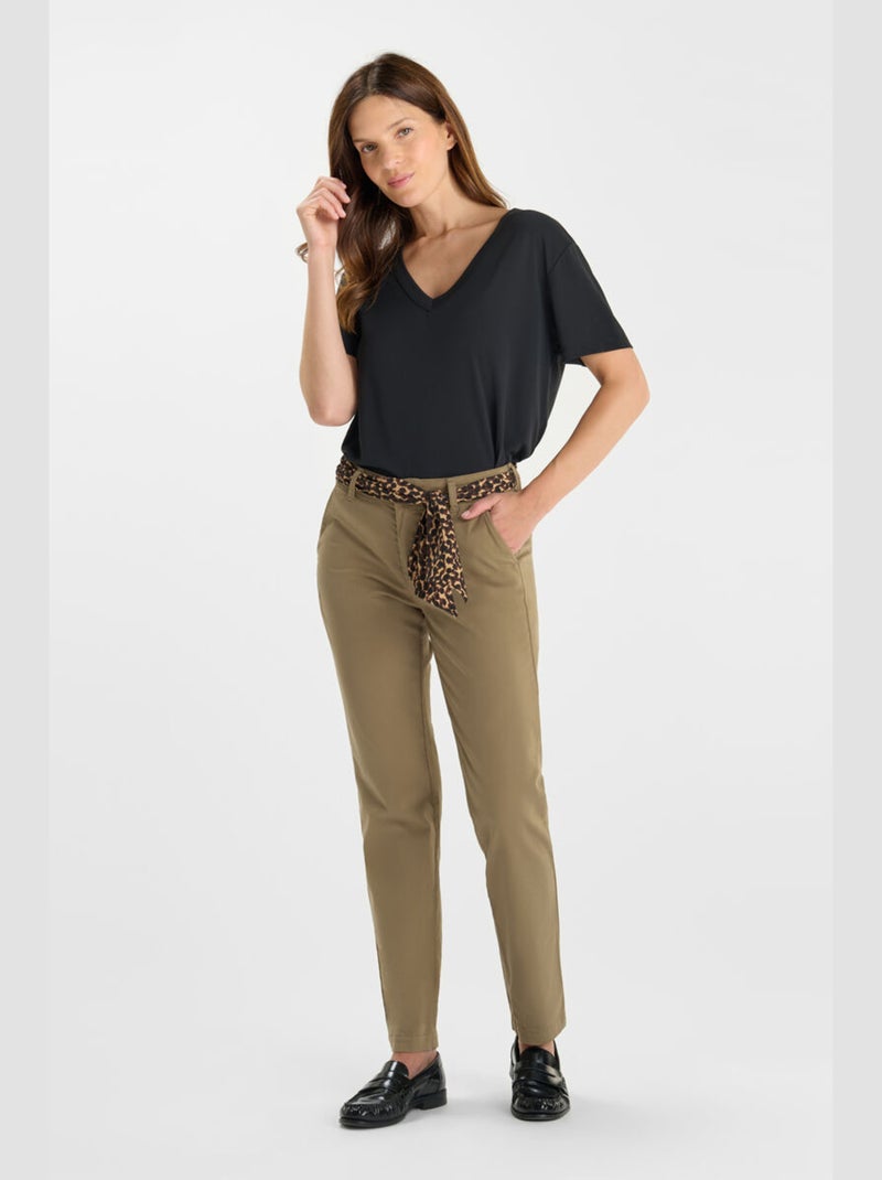 Pantalon KRISTIN droite 'Le Temps Des Cerises' Kaki - Kiabi
