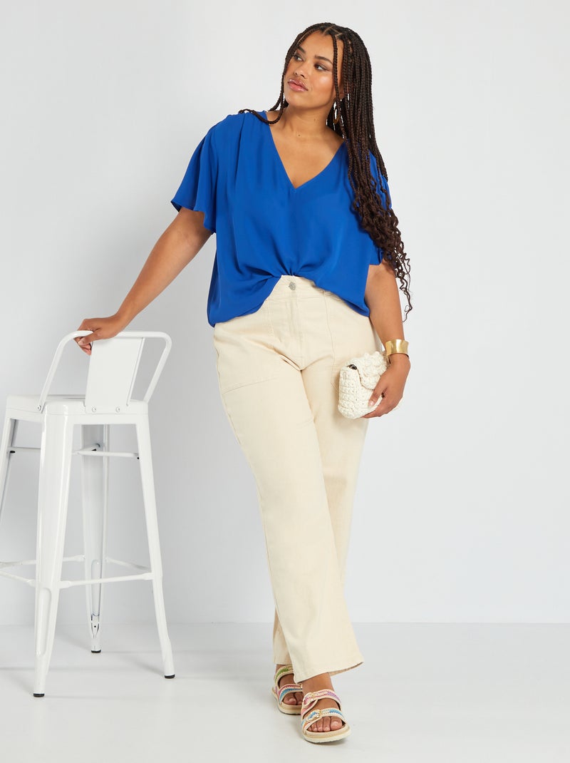 Pantalon large - 2 poches Beige - Kiabi