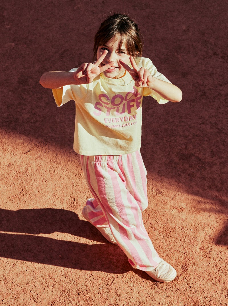 Pantalon large - Grafik Edition Rose - Kiabi