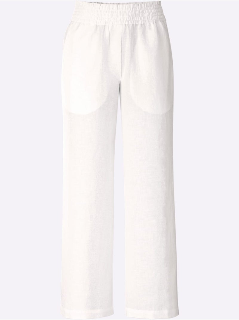 Pantalon Large 55% Lin - Taille Standard - Witt Ecru - Kiabi