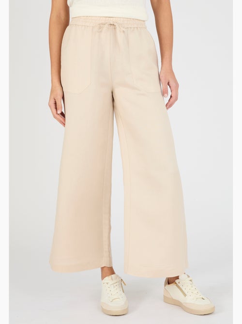 Pantalon large 7/8ème mélange lin - Damart - Kiabi