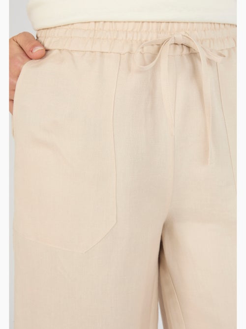 Pantalon large 7/8ème mélange lin - Damart - Kiabi