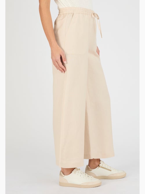 Pantalon large 7/8ème mélange lin - Damart - Kiabi