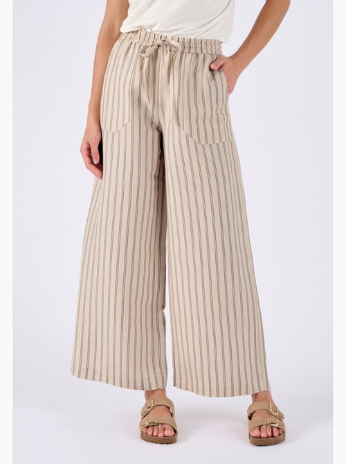 Pantalon large 7/8ème mélange lin - Damart - Kiabi
