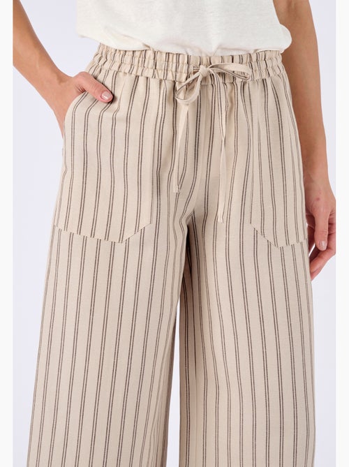 Pantalon large 7/8ème mélange lin - Damart - Kiabi