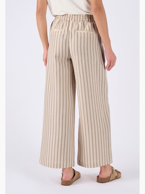 Pantalon large 7/8ème mélange lin - Damart - Kiabi